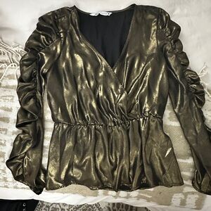 Zara Metallic Gold Blouse